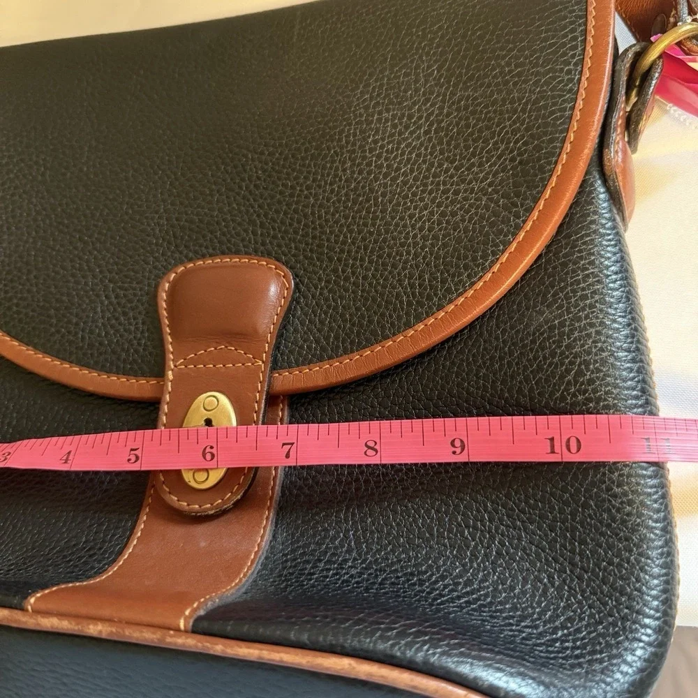 Vintage Coach Sheridan Stewart Crossbody Bag Black Pebbled Leather Brown Purse